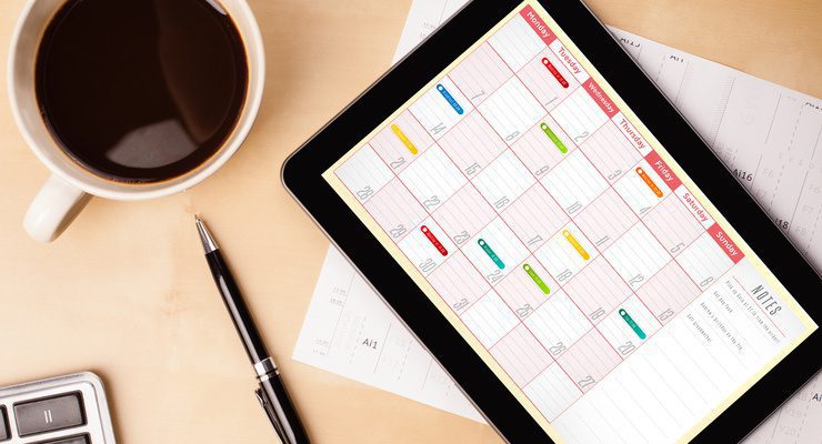 Tablet PC showing a Calendar
