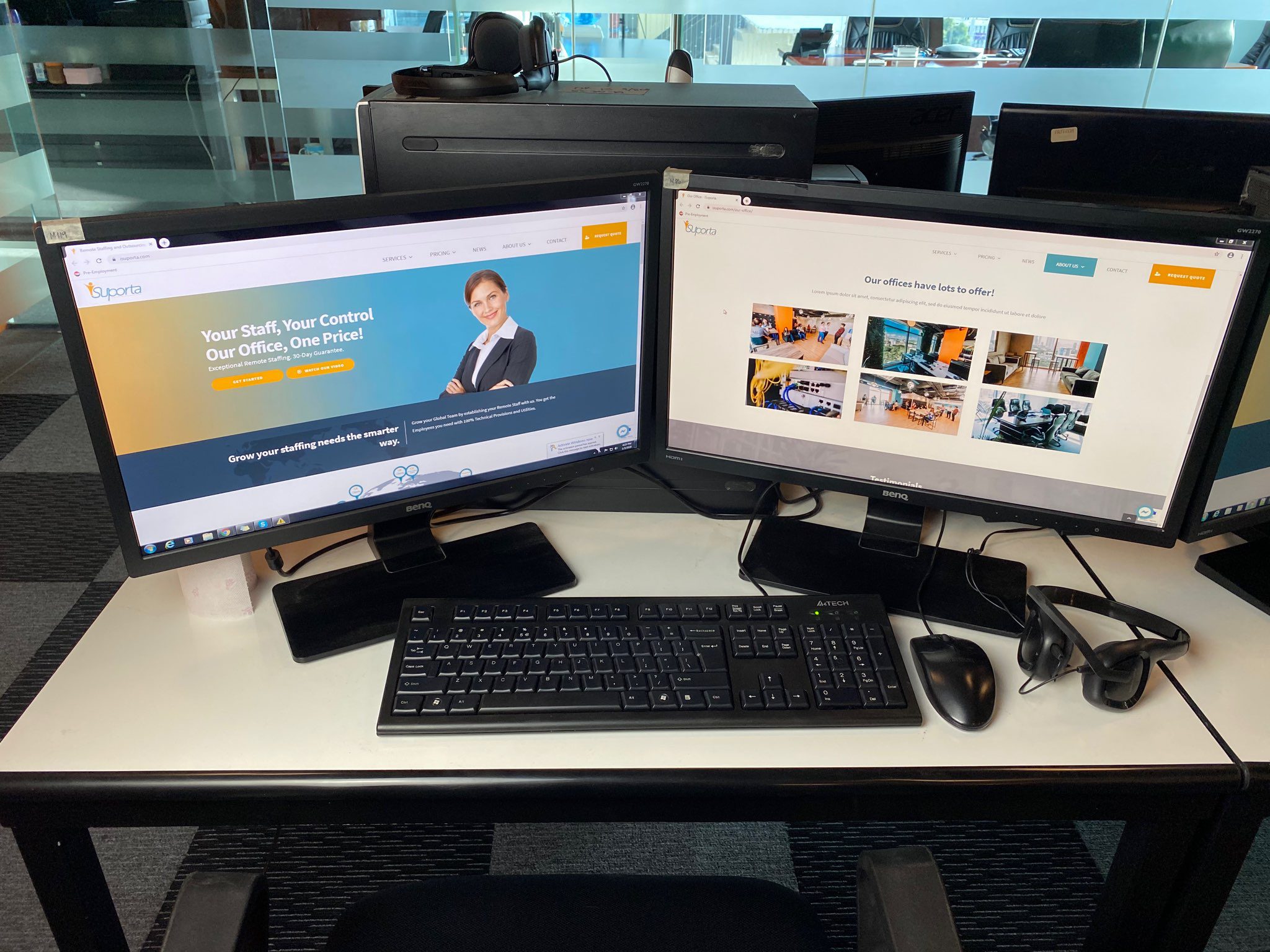 A Remote Employee’s Desk with a Dual Monitor PC A Remote Office PC with Dual Monitors