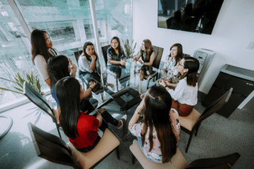 female remote employees in a meeting